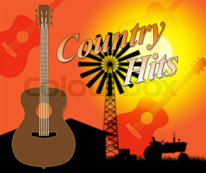 Country Hits Indicates Folk Music And Countryside, stock photo