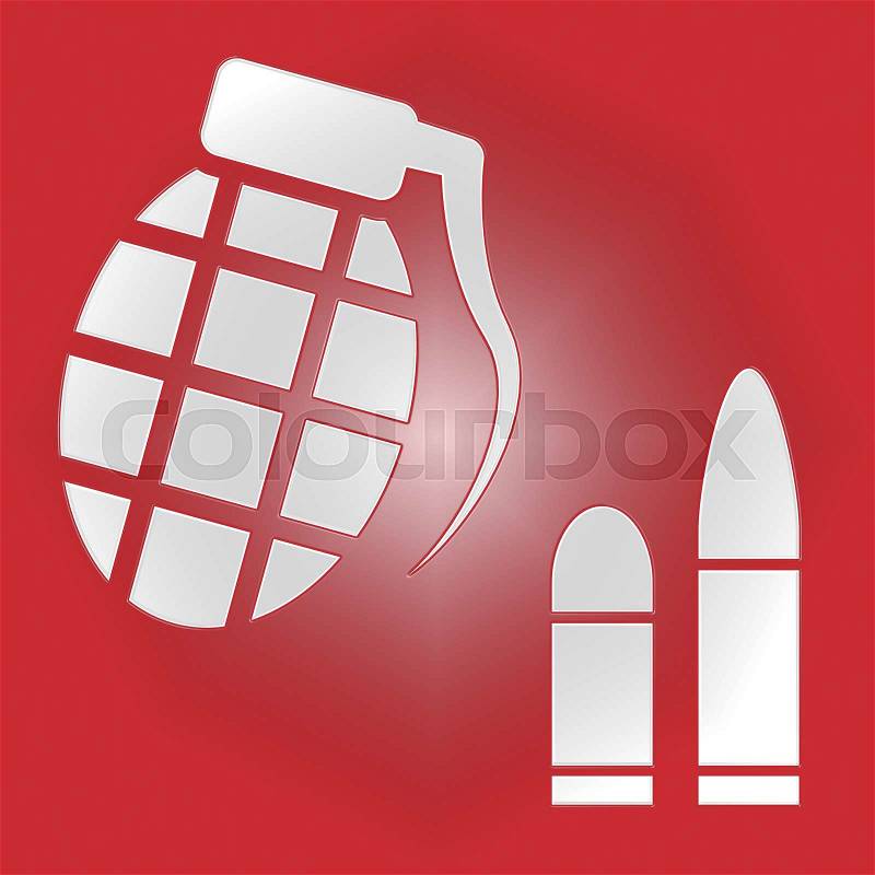 Hand Grenade Bullets Showing Murder Explosive And Ammunition, stock photo