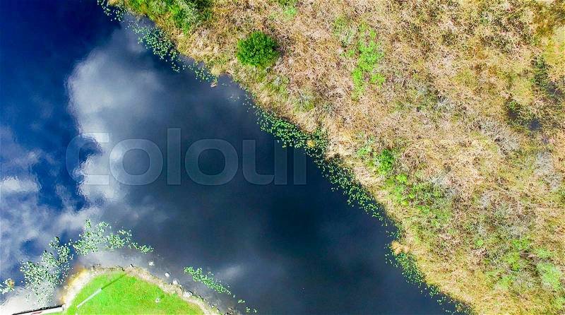 Overhead view of Everglades swamp, Florida - USA, stock photo
