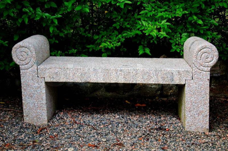 A classic white stone bench, stock photo