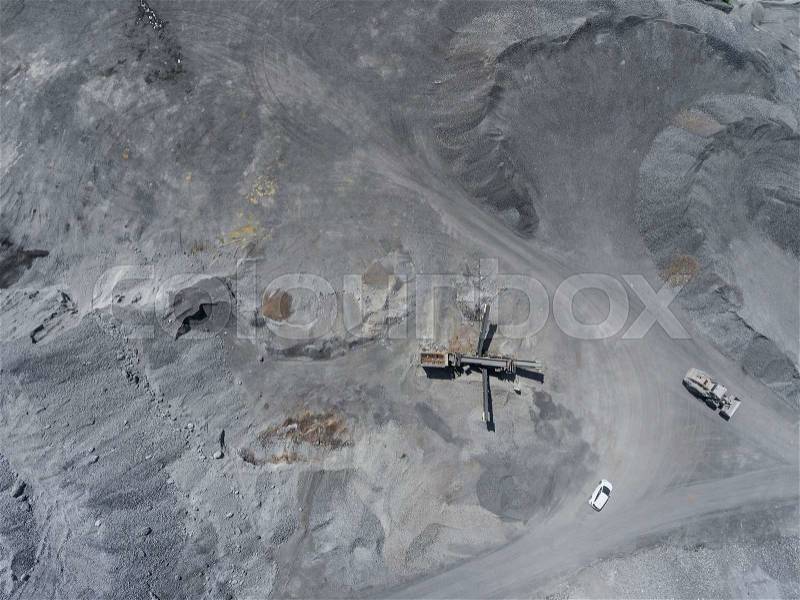 Degraded landscape in south of Poland. Destroyed land. View from above, stock photo