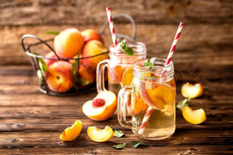 Refreshing peach drink, stock photo