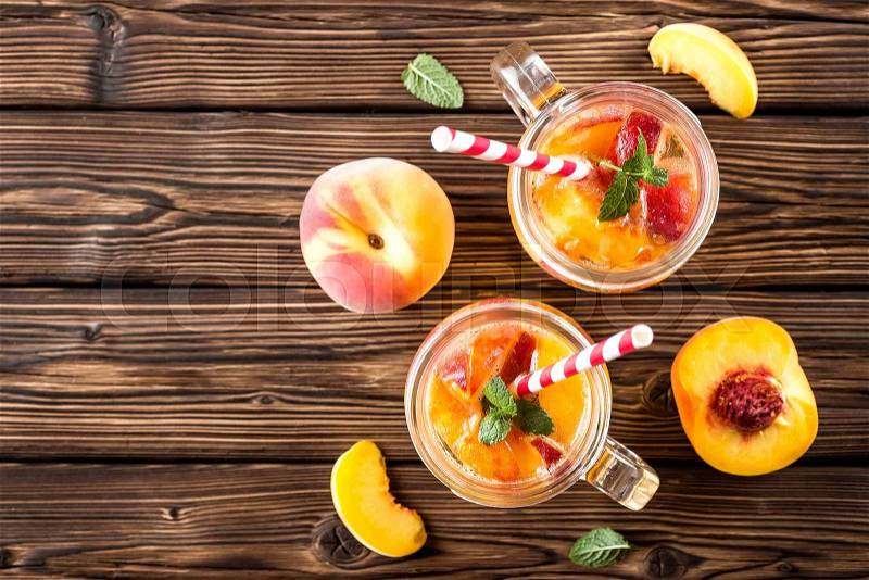 Refreshing peach drink, stock photo