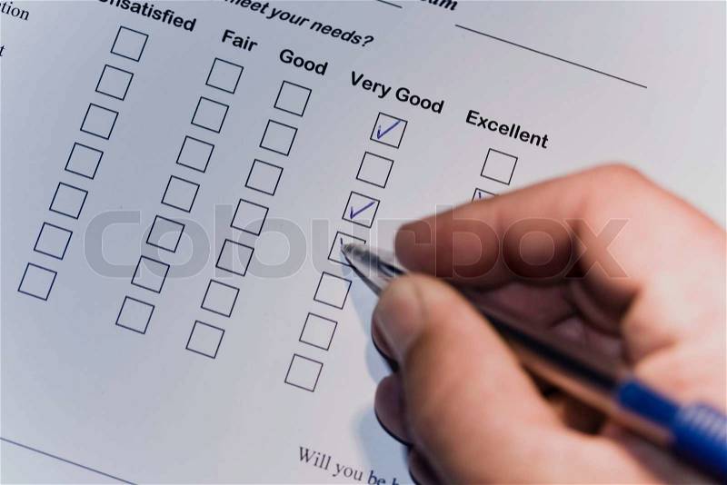 Questionnaires filled out, stock photo
