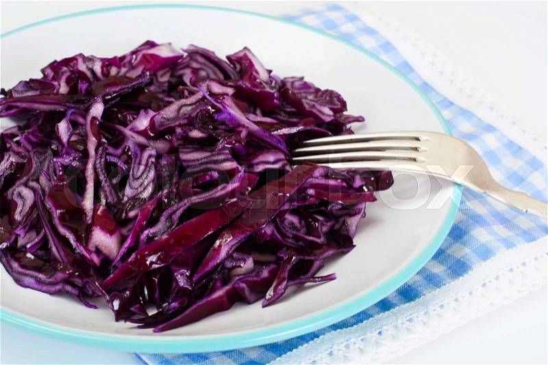 Salad of Red Cabbage with Vegetable Oil. Diet Food. Studio Photo, stock photo