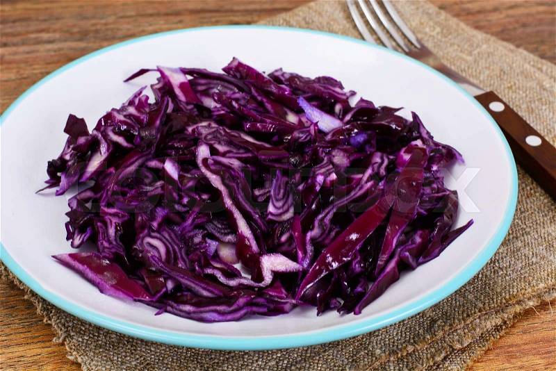 Salad of Red Cabbage with Vegetable Oil. Diet Food. Studio Photo, stock photo