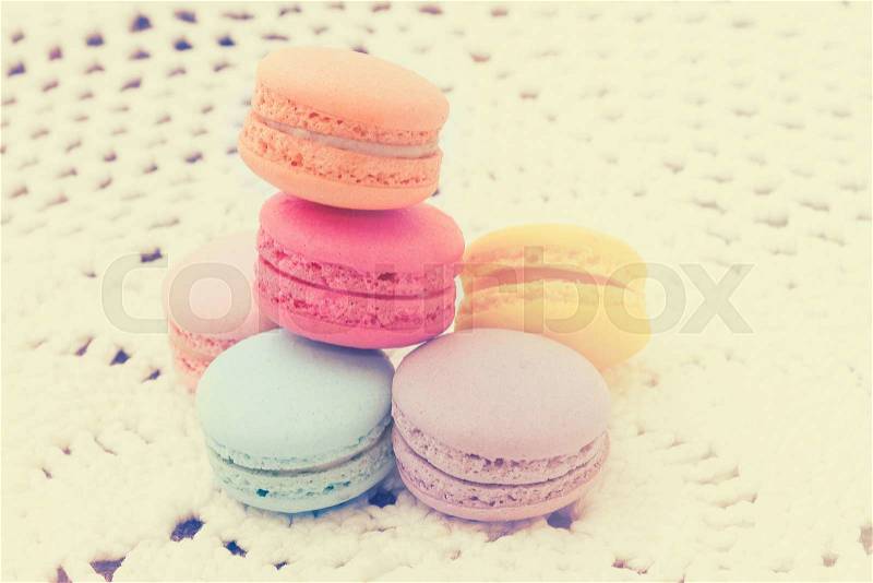 French sweet delicacy, macaroons variety vintage style, stock photo