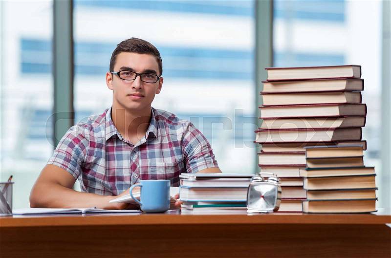 The young student preparing for college exams, stock photo