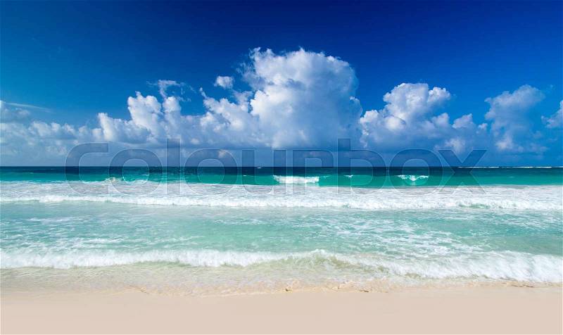 Beautiful blue caribbean sea beach, stock photo