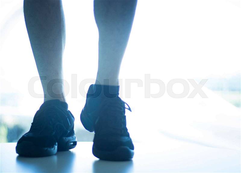 Male cardio dance fit dancer and man instructor giving dancing fitness class in gym, stock photo