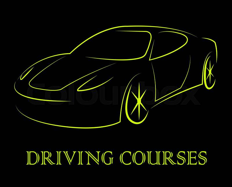 Driving Courses Means Car Program Or Vehicle Driver Lessons, stock photo