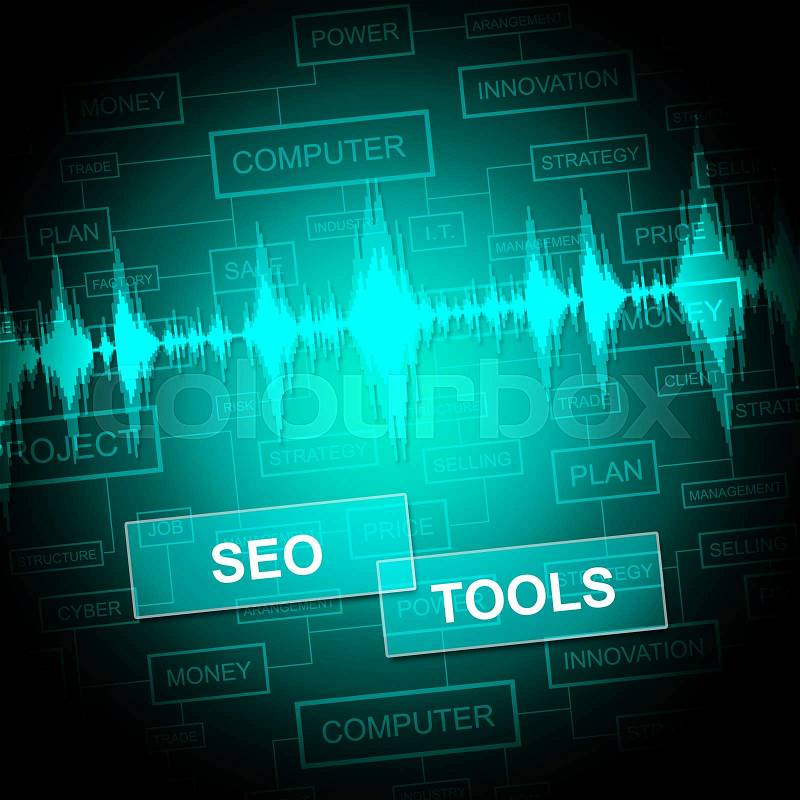 Seo Tools Representing Search Engine Optimization Software, stock photo