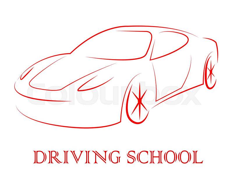 Driving School Indicating Learning To Drive A Car, stock photo