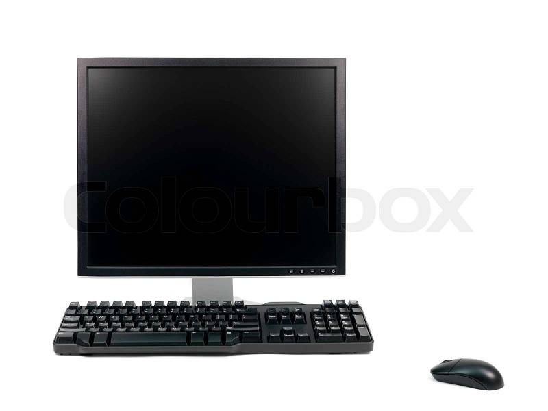 A desktop computer isolated against a white background, stock photo