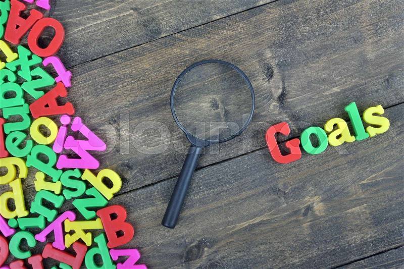 Goals word on wooden table, stock photo