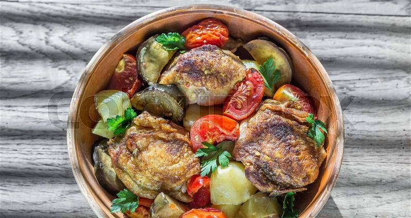 Indian spicy chicken with vegetables, stock photo