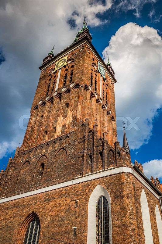 St. Catherine\'s Church (Kosciol sw. Katarzyny), the oldest church in Gdansk, Poland, stock photo