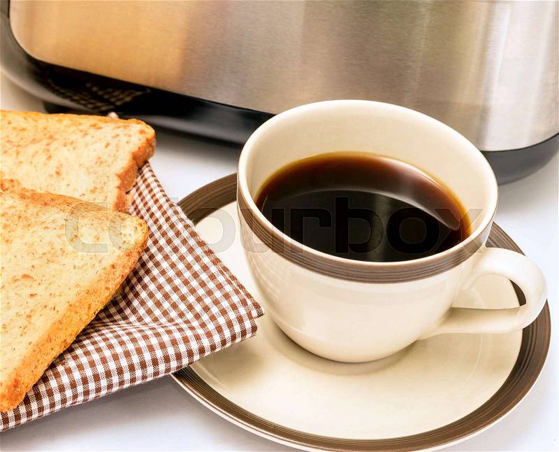 Coffee And Toast Indicates Morning Meal And Break, stock photo
