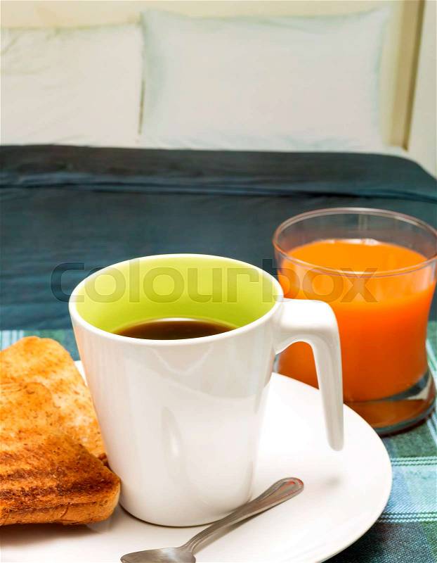 Coffee And Toast Indicating Toasted Bread And Slices, stock photo