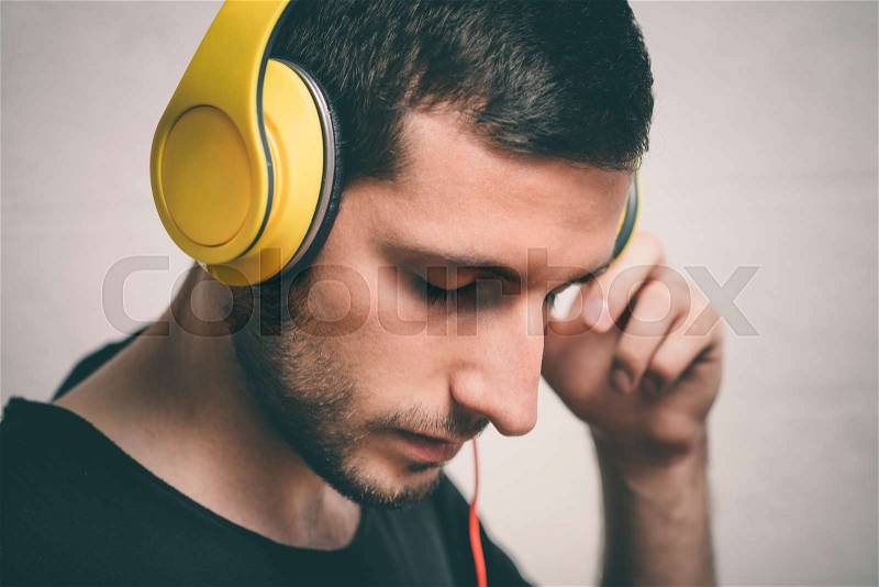 Man with headphones, stock photo