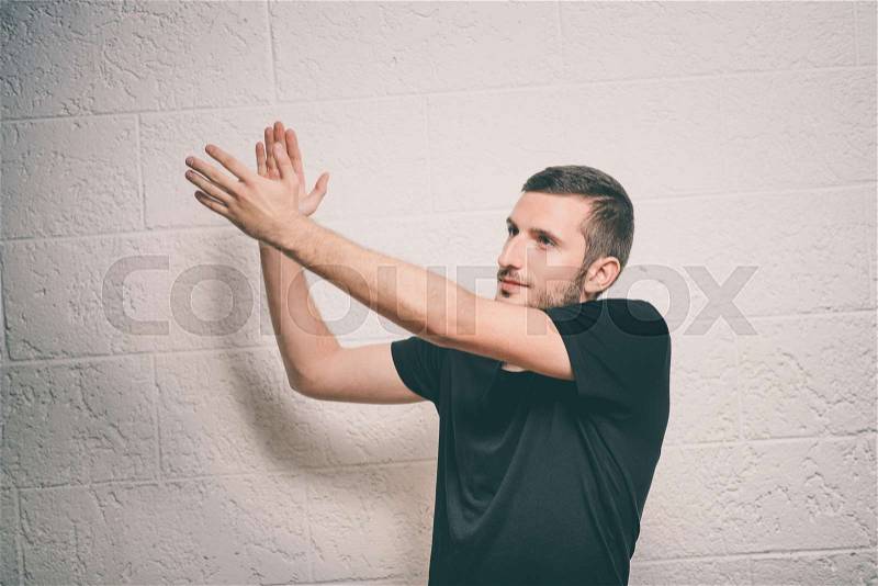 Man claps and applauding, stock photo