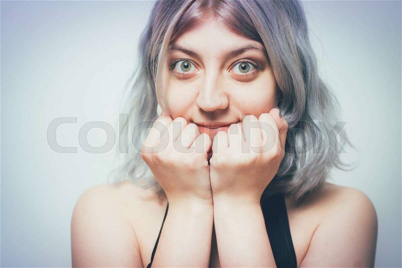 Woman thinks, stock photo
