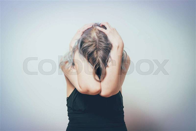 The woman is afraid of fear, stock photo