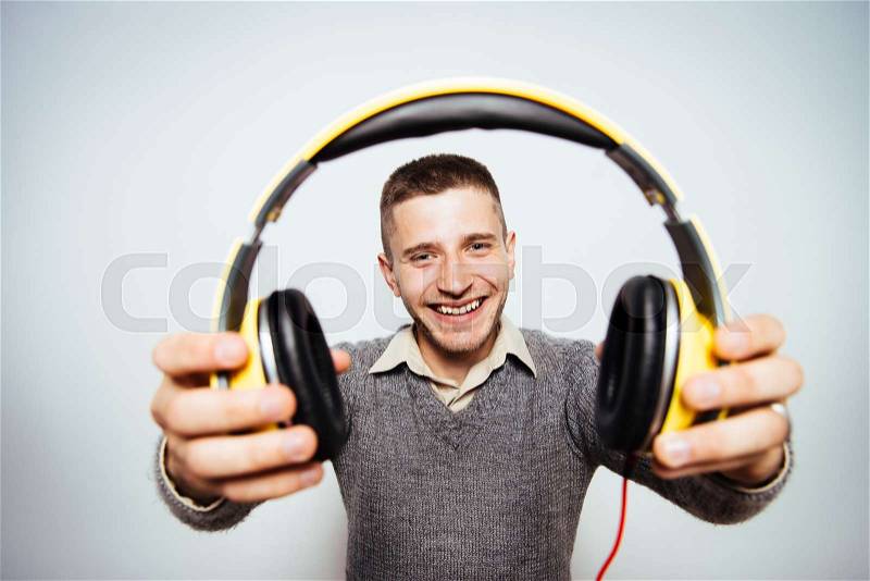 Man with headphones, stock photo