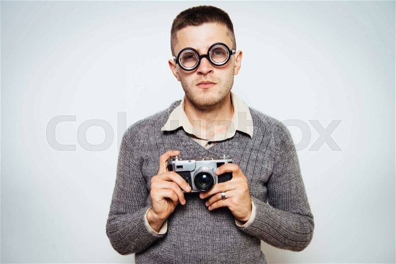 A man with a camera, stock photo