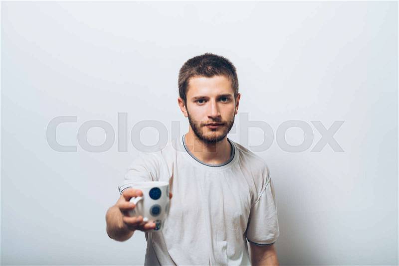 Man with cup, stock photo
