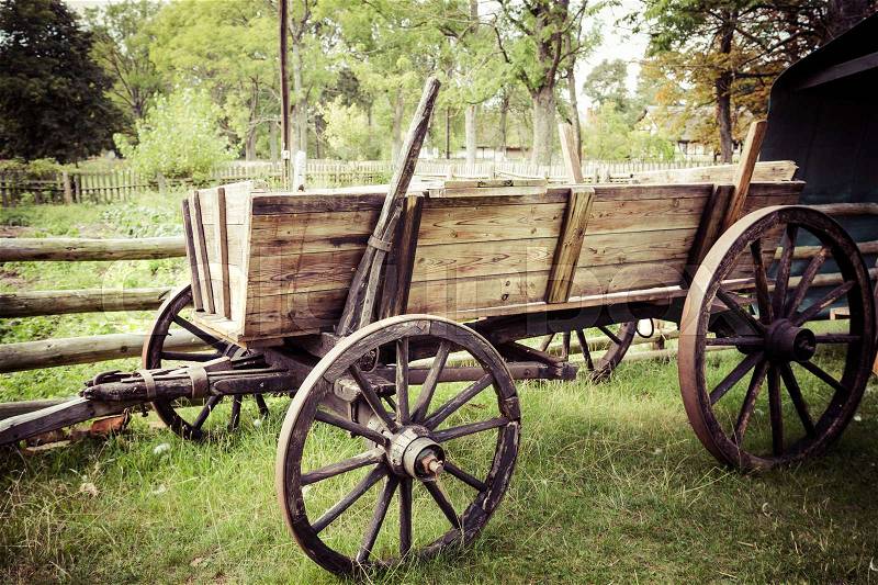 Old horse drawn wooden cart, stock photo