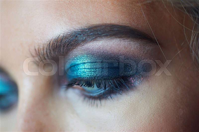Eyes of a beautiful woman with evening make-up, stock photo