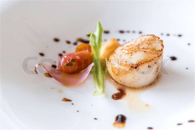 Grilled fried scallop, gourmet japanese cuisine, stock photo
