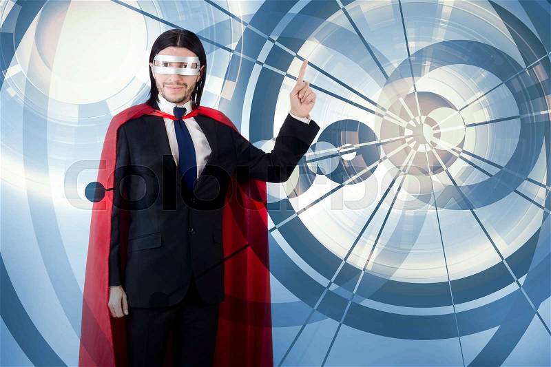Man with red cover in super hero concept, stock photo