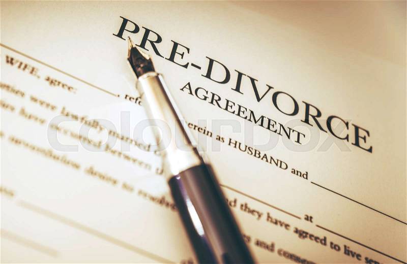 Divorce Documents Signing Theme. Pre Divorce Document, stock photo