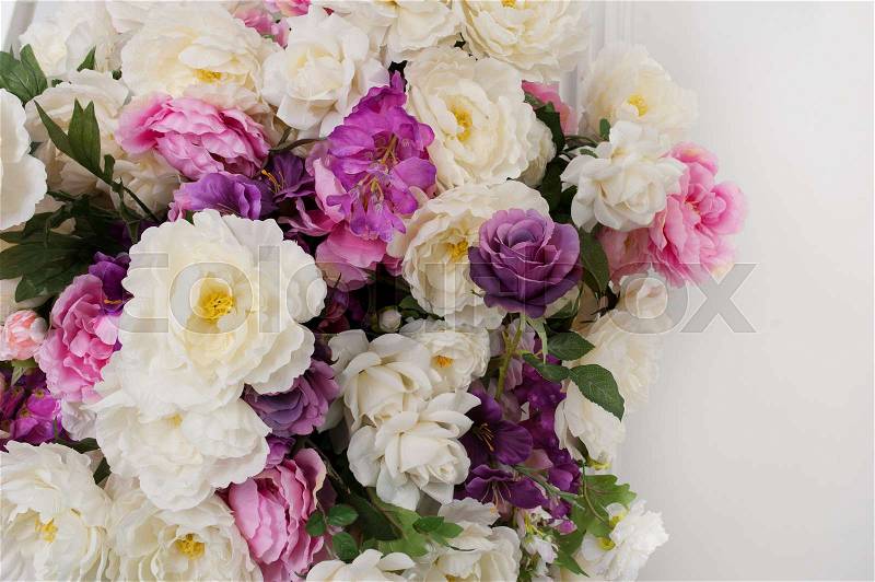 Beautiful bouquet of flowers on a white background, stock photo