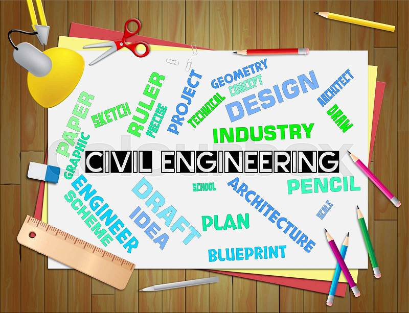 Civil Engineering Meaning Infrastructure And Building Construction, stock photo