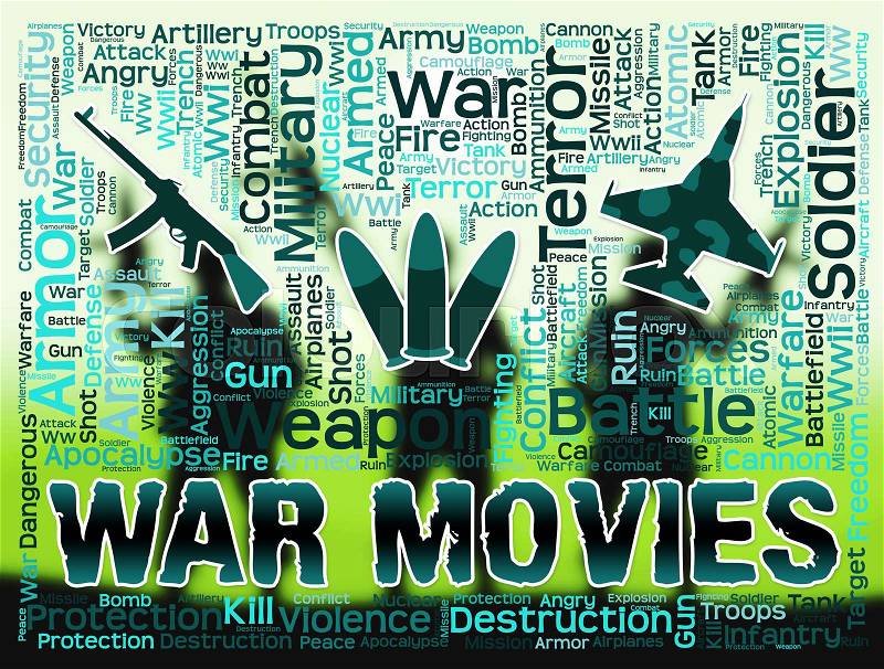 War Movies Representing Military Film And Bloodshed, stock photo