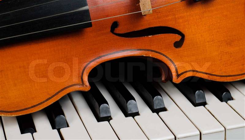 Violin and piano close up, stock photo