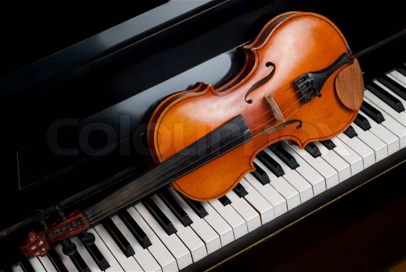 Violin and piano close up, stock photo