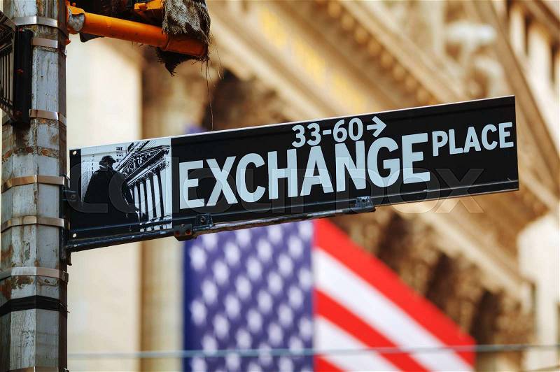 Exchange Place sign in New York City, USA, stock photo