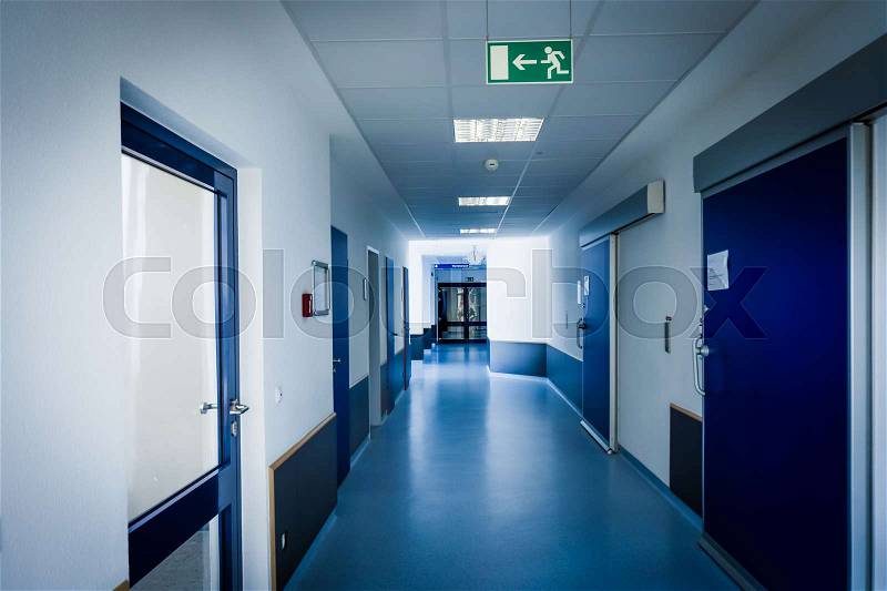 Corridor in hospital. hospital hallway. hospital interior, stock photo