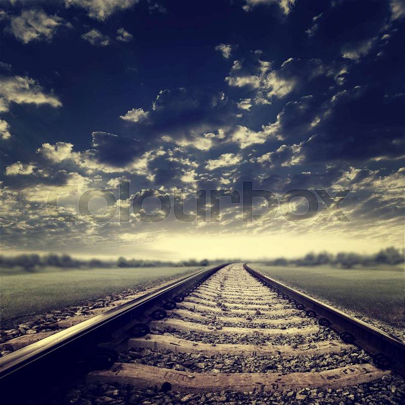 Dramatic railroad. Abstract transportation and tourism backgrounds, stock photo