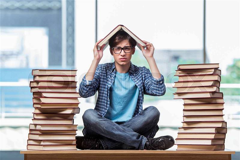 Young student under stress before exams, stock photo