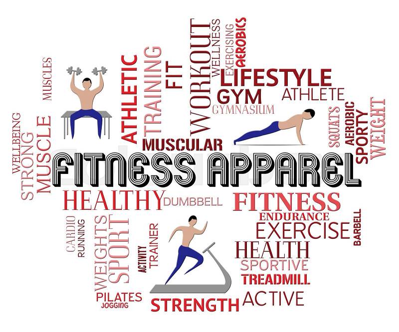Fitness Apparel Words Around Men Getting Fitter, stock photo