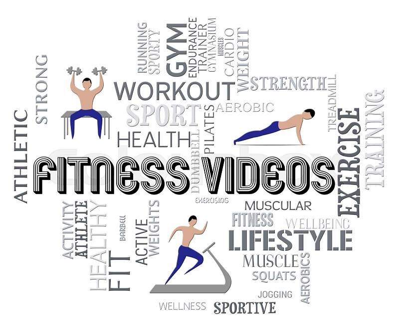 Fitness Videos Meaning Working Out In The Gym, stock photo