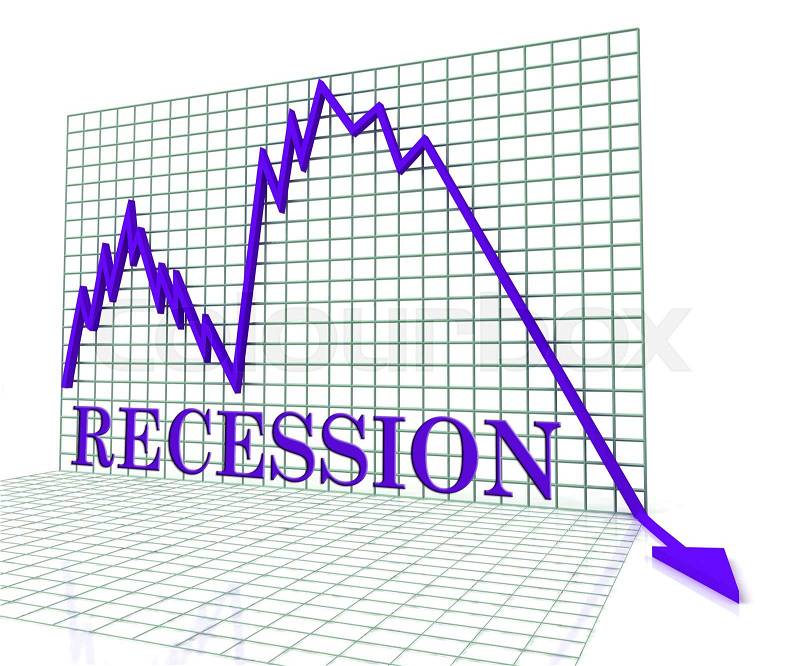 Recession Graph Negative Meaning Economic Depression 3d Rendering, stock photo