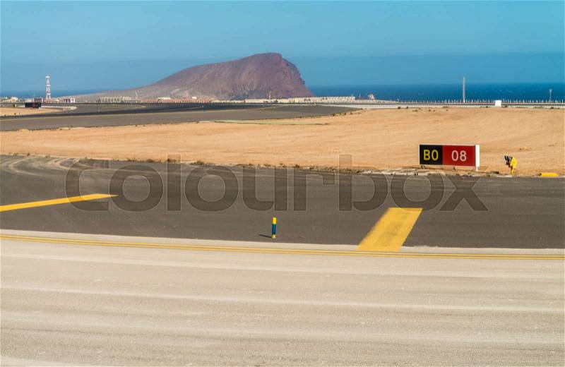 Airport runway of Tenerife South TFS, stock photo