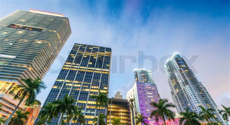 Tall skyscrapers of Downtown Miami - Florida - USA, stock photo