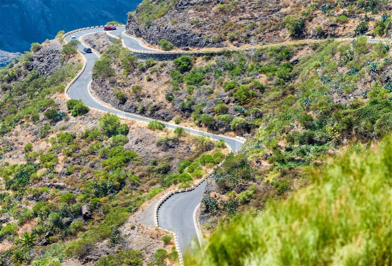 Winding moutain road, stock photo